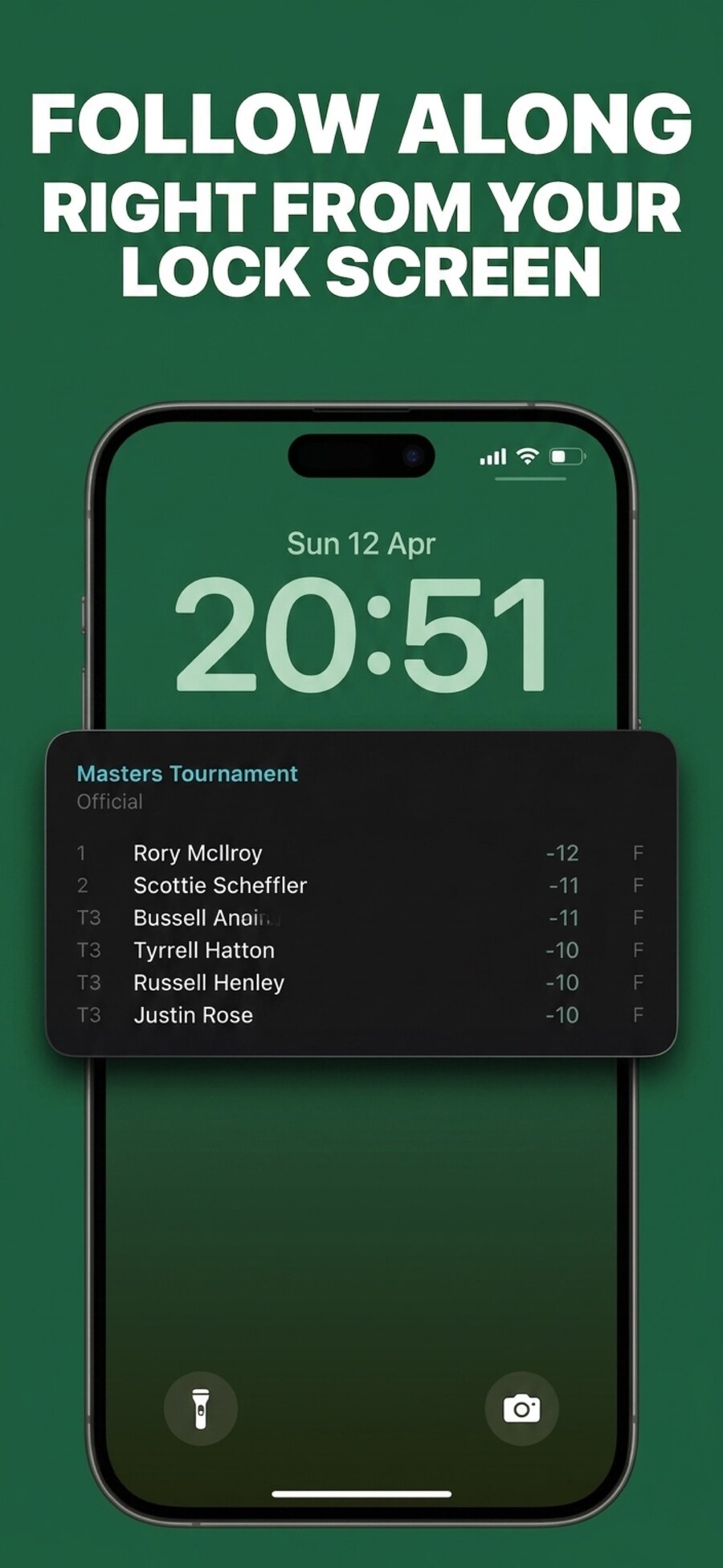 Live Activity showing leaderboard on the iPhone Lock Screen